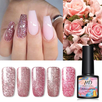 

MAD DOLL UV Gel Nail Polish Rose Gold Series Shiny Sequins Long Lasting Soak Off Gel Varnish Nail Art DIY Design Varnish