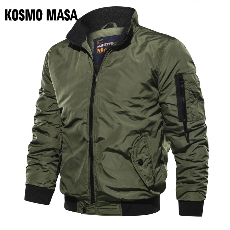 Green KOSMO MASA, хлопковая куртка-бомбер, Мужская ветровка, Военный стиль, весна-осень, повседневные мужские пальто и куртки для мужчин, MJ0088 - Цвет: Green