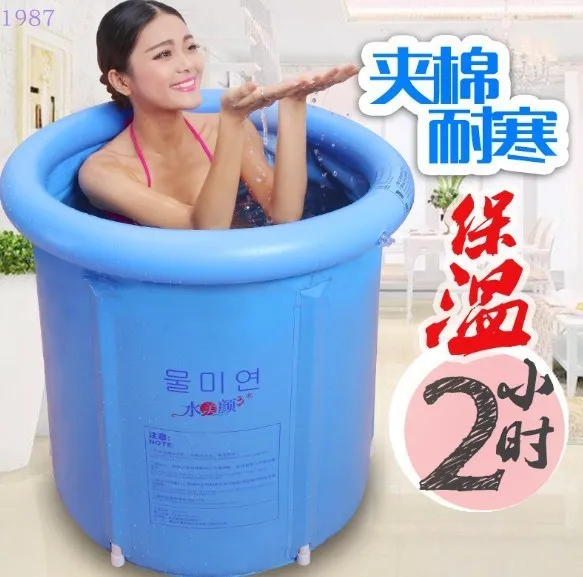 

Bath Barrel Plastic Bathtub Adult Household Full Body Folding Bathtub Disassembly Large Size Circle Bath Bath Bucket Thick