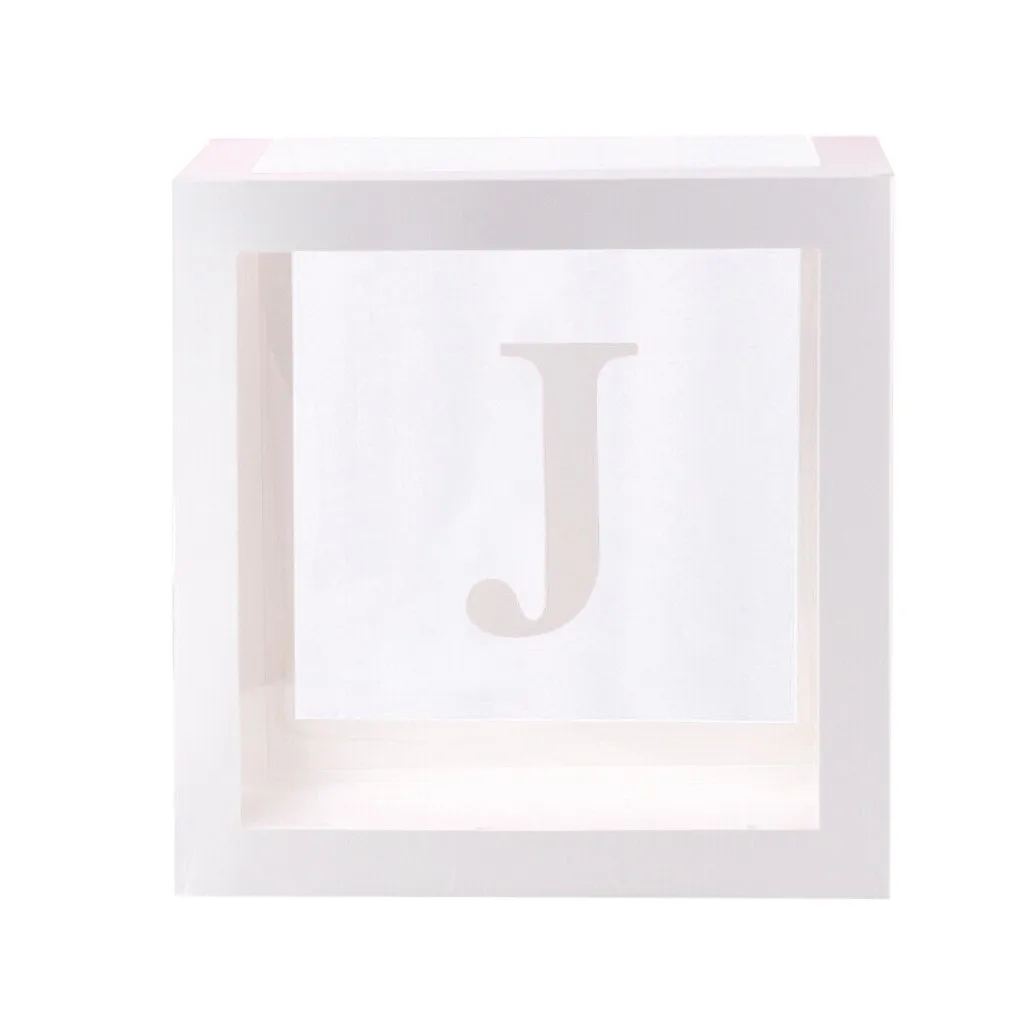 Буквы A-Z прозрачные подарочные коробки для детей на день рождения Детские вечерние подарочные коробки для душа для малышей - Цвет: J