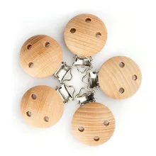 Porte sucette pour bébé, 2 pièces, Clips en métal et hêtre, pour bébés, soins sûrs, DIY, accessoires de chaîne de sucette