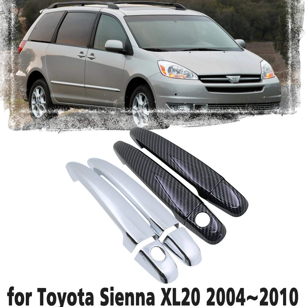 

Carbon Fiber Car handle Or Chrome Door Handles Protective Cover for Toyota Sienna XL20 20 2004~2010 Car accessories 2005 2006