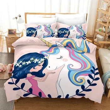 

Unique Unicorn 3d Bedding Set Duvet Covers Pillowcases Children Room Decor Comforter Bedding Sets Bed Linen 05