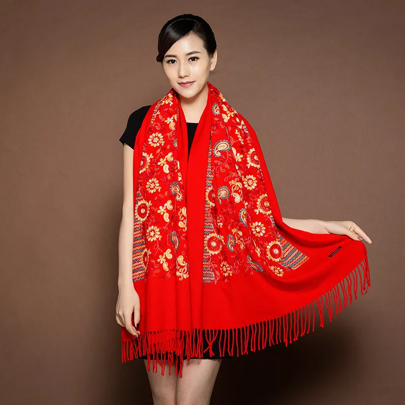 Бренд embroidy2019 шарф для женщин зимние новые кашемировые шарфы Дамская Шаль Обертывание женский платок одеяло с кисточками бандана Пашмина