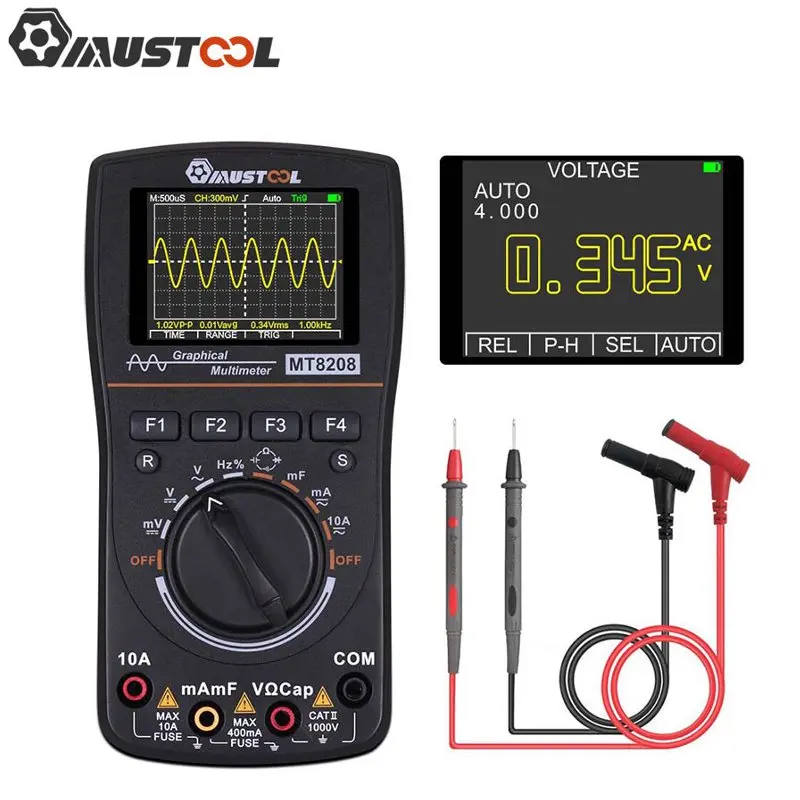 US $58.99 Upgraded Mustool Mt8208 2 In 1 Hd Intelligent Digital Multimeter Graphical Oscilloscope 25msps Sampling Rate Electronic Test