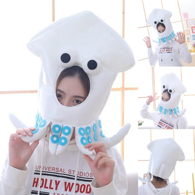 

Funny Squid Animal Plush Hat Toy Cartoon Japanese Octopus Headgear Party Props 649C