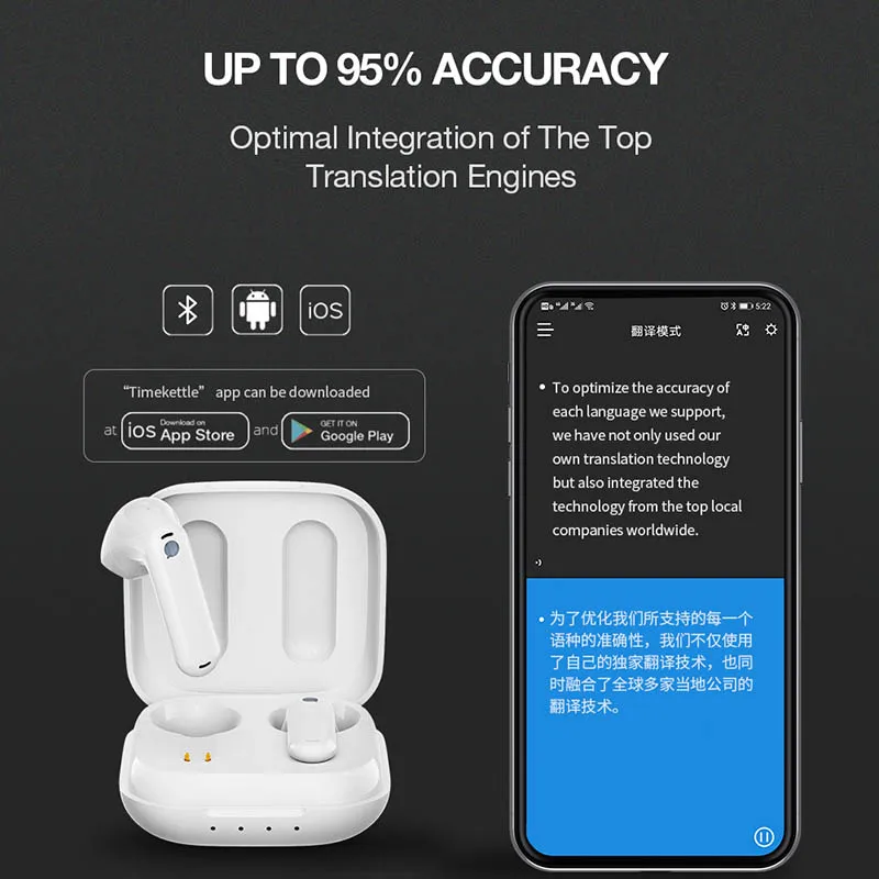 Timekettle WT2 Edge/W3 Translator Device Black-Bidirection Simultaneous  Translation, Language Translator Device with 40 Languages & 93 Accent  Online