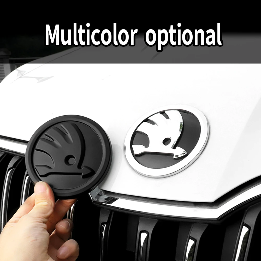 80/90mm Car Emblem ABS Front Hood Bonnet Rear Trunk Decor Sticker For Skoda Yeti Fabia Octavia 3 2 Kodiaq Karoq Rapid Yeti A5 A7
