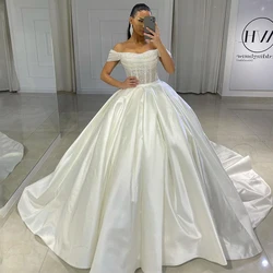 Eightree Sexy Wedding Dresses White Off Shoulder Bride Dress Glitter A-Line Floor Length Princess Wedding Evening Gown Plus Size