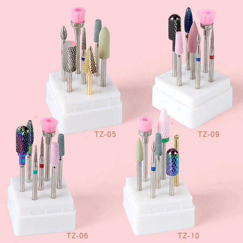 7Pcs Milling Cutter For Manicure Ceramic Mill Manicure Machine Set Cutter For Pedicure Electric Nail Files Nail Drill Bit