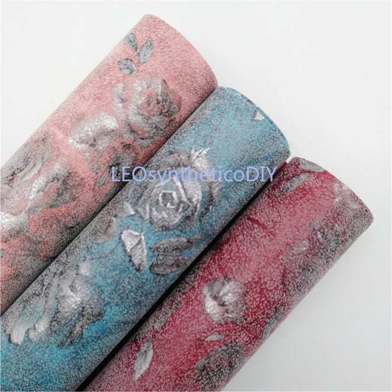 

1PC 21X29CM Vintage Flowers Faux Leather Fabric, Synthetic Leather Fabric Sheets, Leather For Making Bows LEOsyntheticoDIY S141F