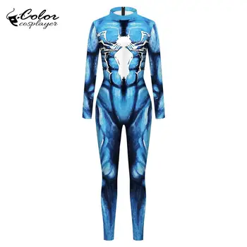 

Color Cosplayer Super Hero Venom Cosplay Costume Women Men Spiderman Tight Purim Carnival Cosplay Clothing Long Sleeve Plus Size