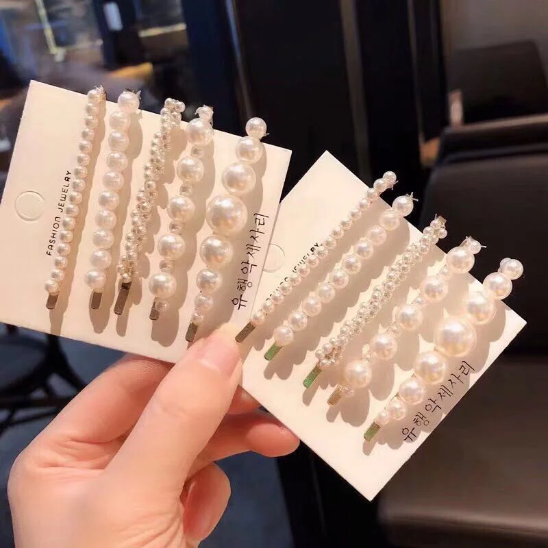 

5pcs/lot Big Small Imitation Pearl Beads Hair Clips Hairpins for Women Fashion Hair Jewelry Simple Barrettes Wholesale
