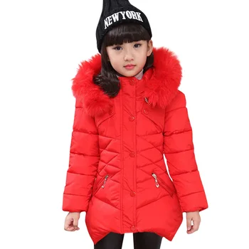 

Girls clothing Warm Down Jacket For Girl clothes Long Winter Thicken Parka Fur Hooded Children Outerwear Coats 6 8 10 12 14 15