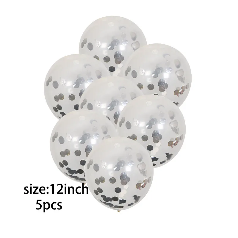 5pcs silver confetti Серебряные конфетти воздушные шары розовый из белого латекса розовое красное сердце Гелиевый шар серебро романтическая тема свадебные украшения на день рождения - Цвет: 5pcs silver confetti