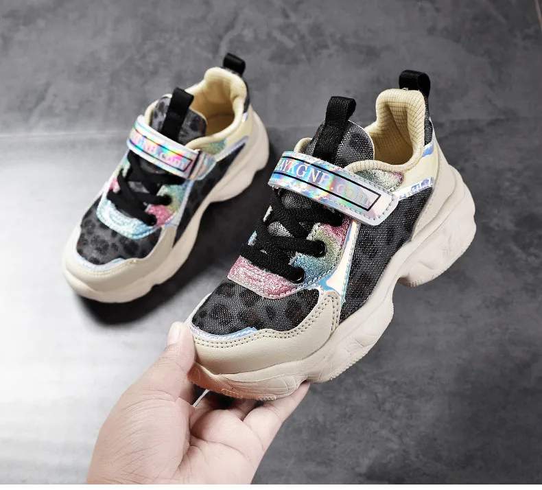 2019 Autumn Leopard Girls Sneaker Kids Shoes Fashion Breathable Pink Casual Sports Running Shoes For Girl Brand Children Shoes (14)