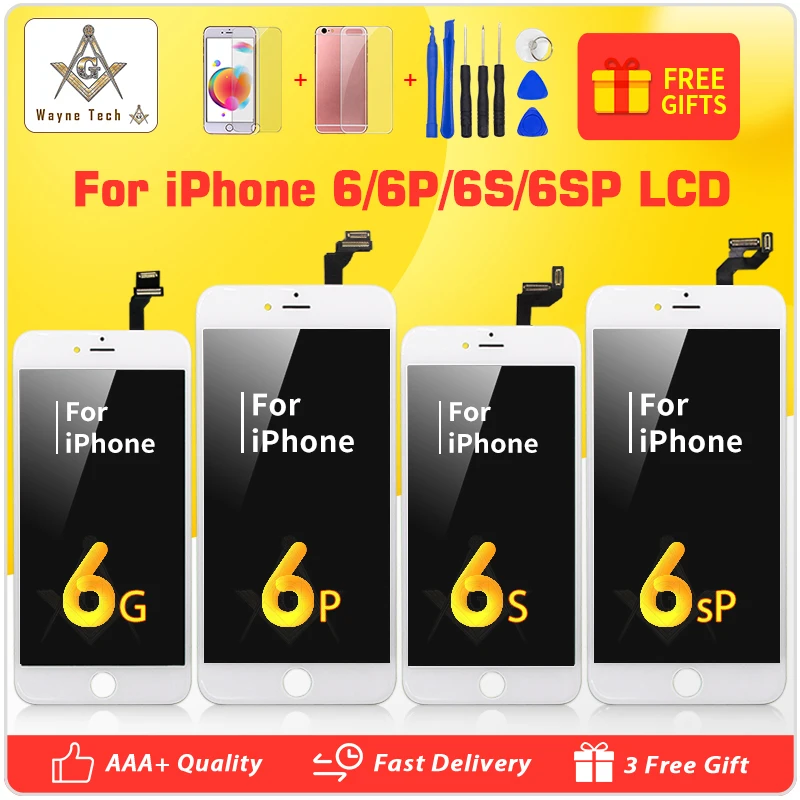 ЖК дисплей для iPhone 6 6p 6s 6sp 3D сенсорный экран замена без битых пикселей закаленное