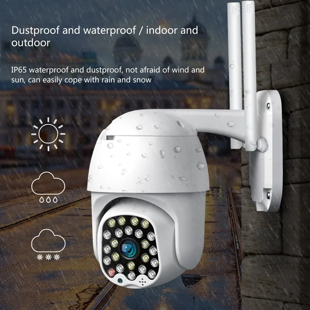 

1080P Dual Antennas PTZ IP Camera Wifi 2MP Cloud Storage 23pcs LED Siren Light Alarm P2P Audio Home Security Camera