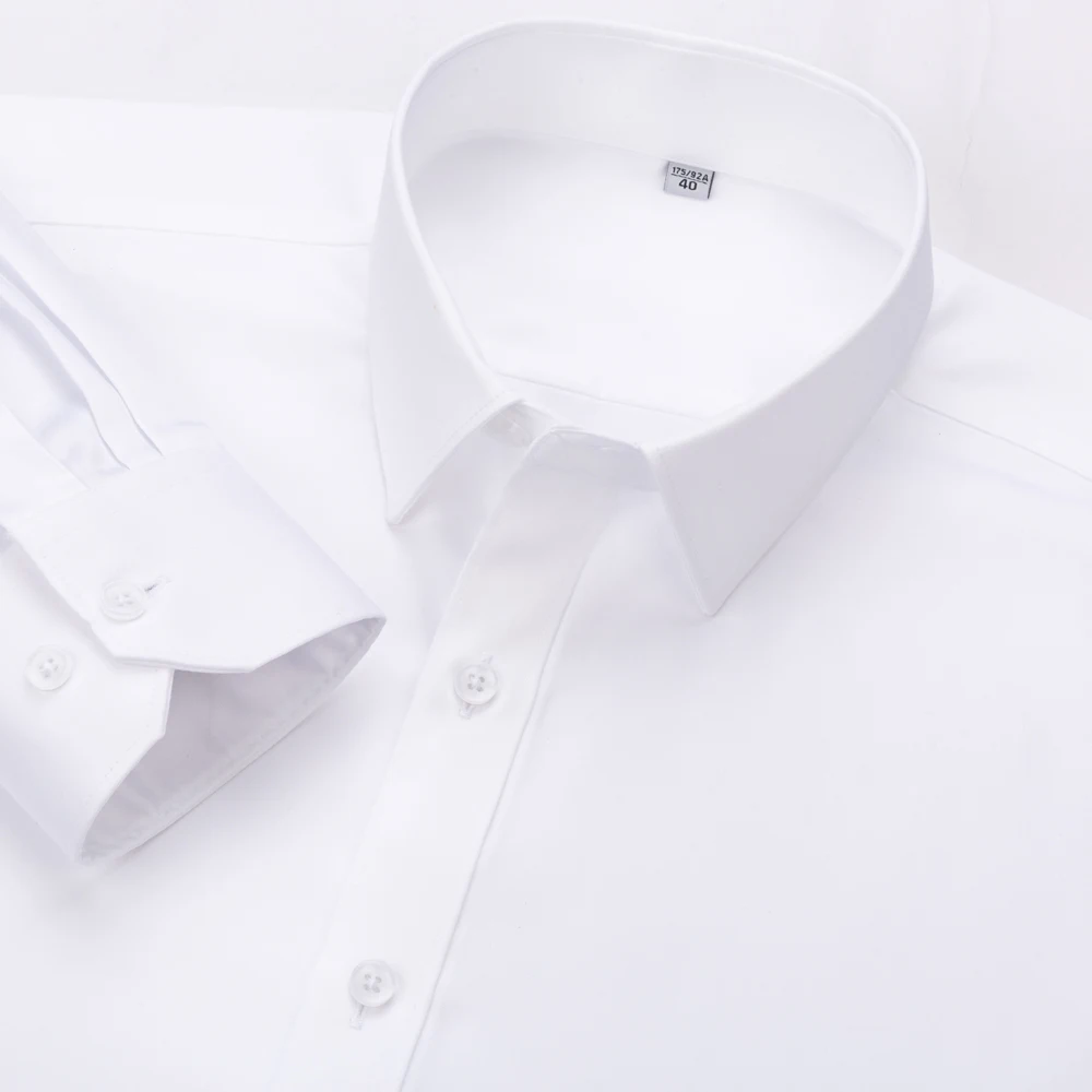 Dress Shirts Men's Non Iron Standard-fit Solid Basic Dress Shirt Formal Business Premium Cotton Male Long Sleeve Work Office Shirts