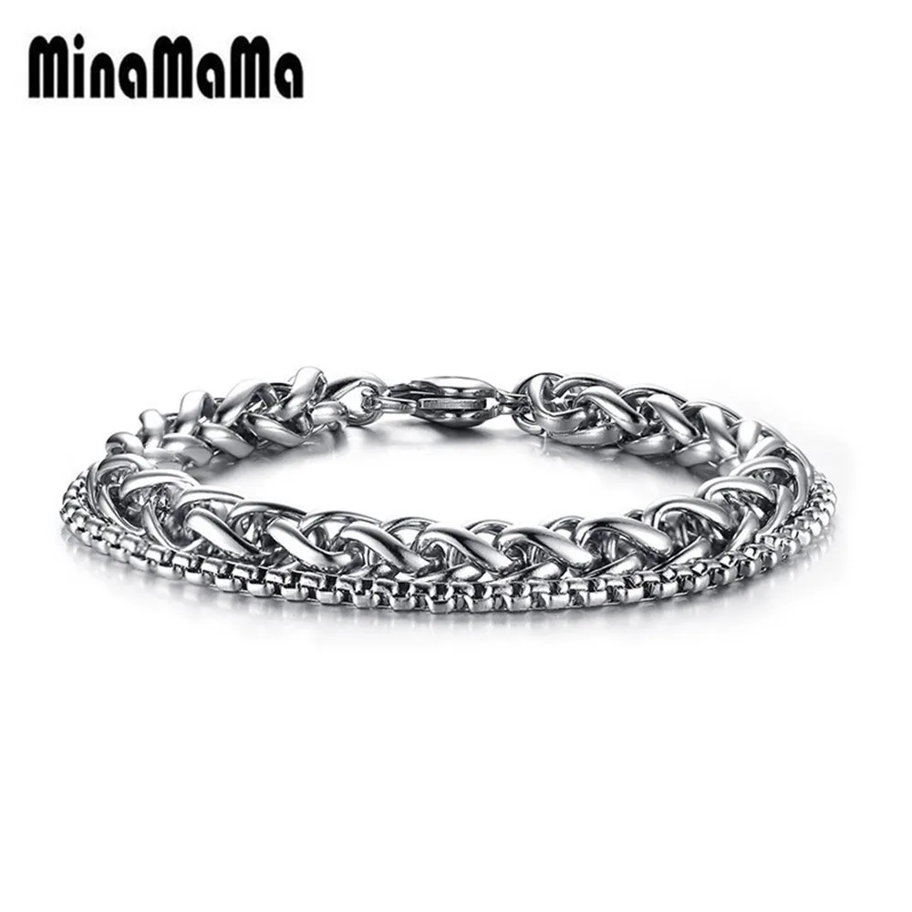 Модный классический браслет из нержавеющей стали, двухслойные браслеты-цепочки для мужчин, очаровательные ювелирные изделия, подарки