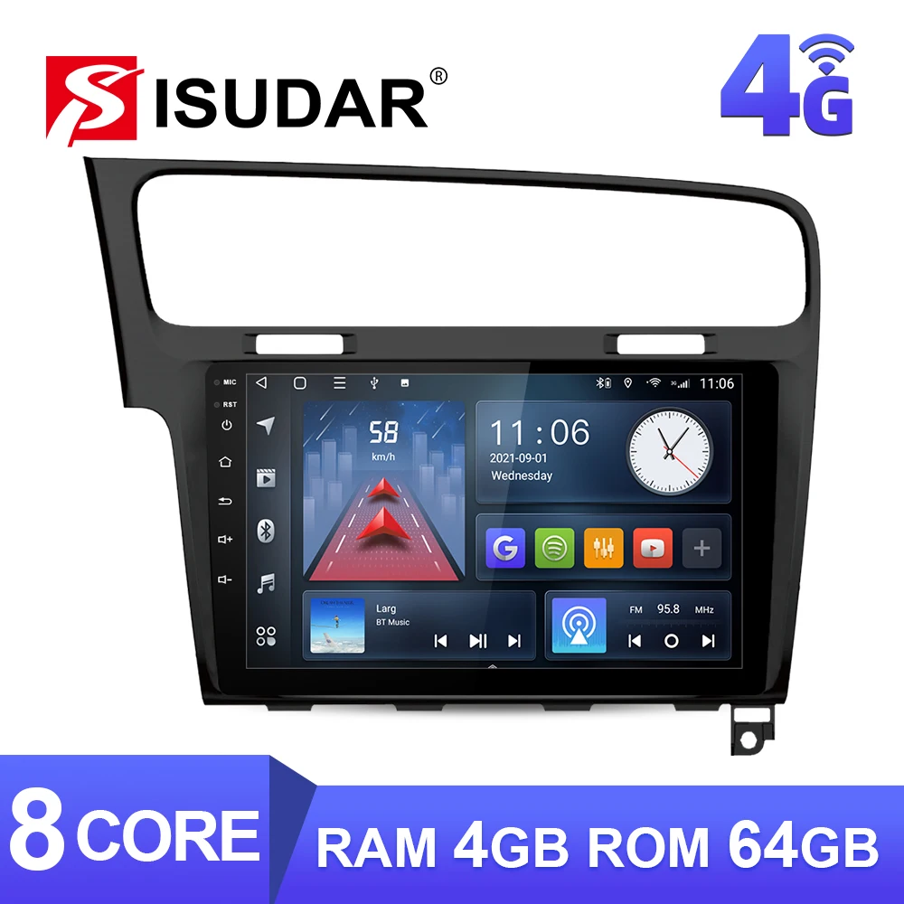 Автомобильный радиоприемник ISUDAR T68 Android10 для VW/Volkswagen/Golf 7 2013 + GPS-навигация
