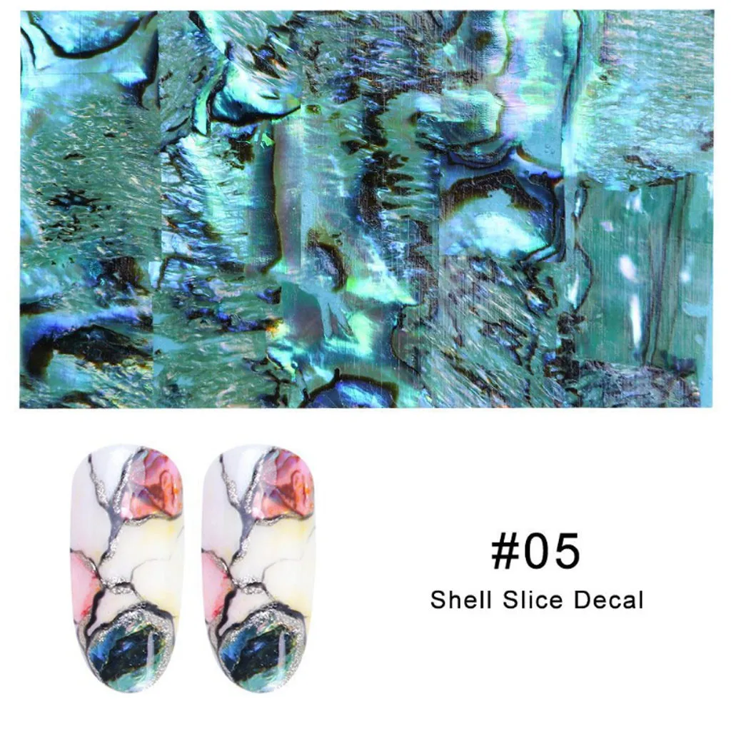 Наклейка для дизайна ногтей 3D прямая нашивка в виде ракушки ювелирные изделия из раковин Блестящий 14 цветов - Цвет: E