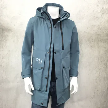 

and autumn period and the new men young long hooded pure color removal dust coat simple leisure fashion coat pocket