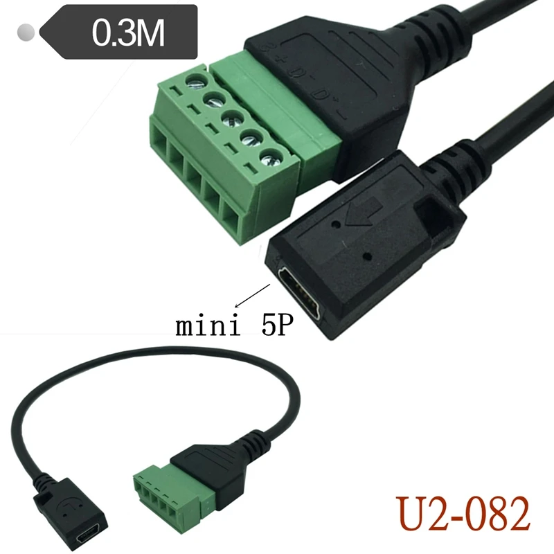 USB 2.0 Female B to Micro, Mini, Type-C Male Connector with Shield Terminal Bolt Screw - 5 Pin Female Adapter Cable (1ft) Description Image.This Product Can Be Found With The Tag Names Mini usb type b female socket 5 pin, Usb 20 mini b 5 pin female plug adapter, Usb adapter cable mini 5 pin female