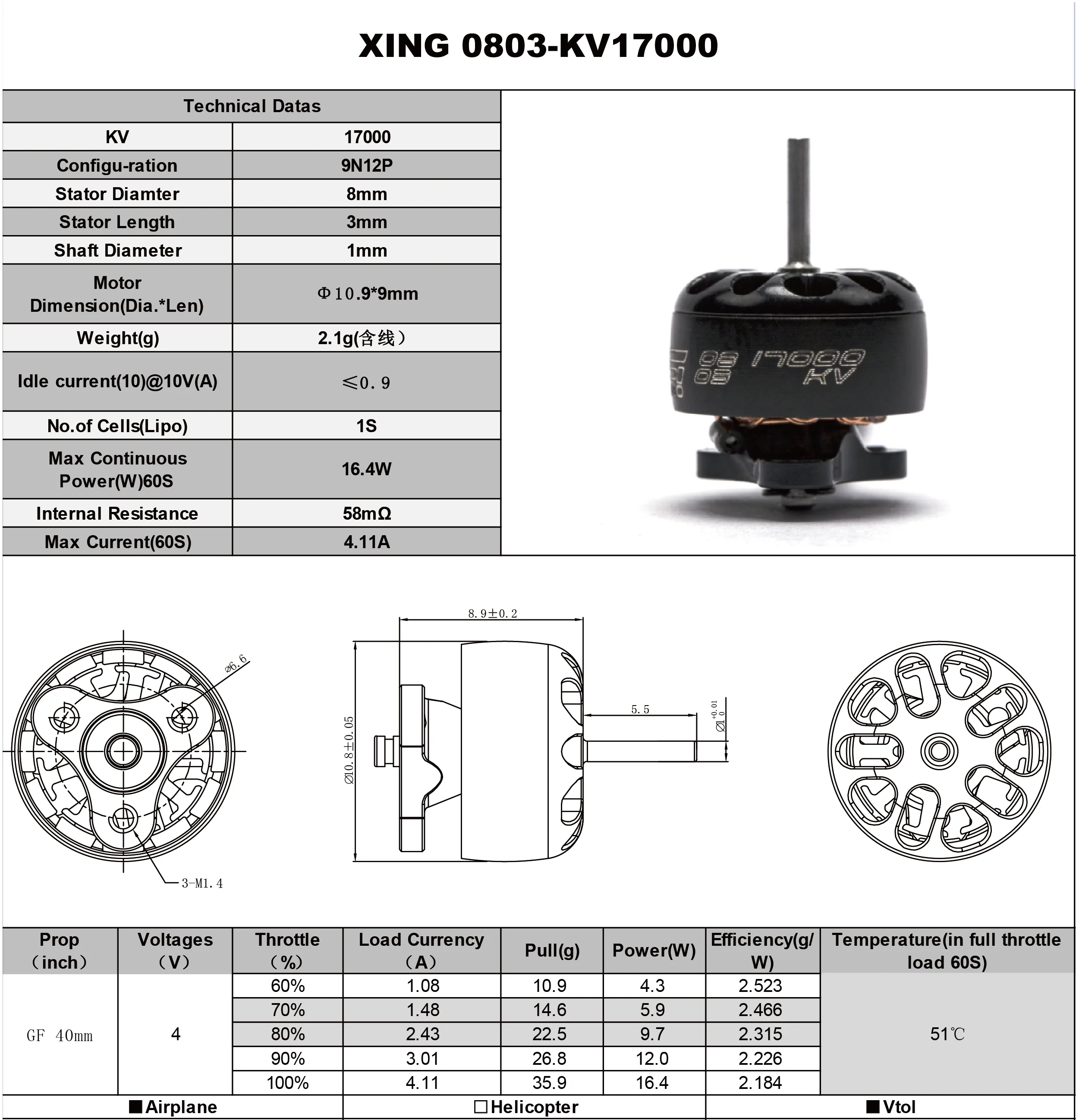 8mm Stator Length 3mm Shaft Diameter Imm Motor 10.9*