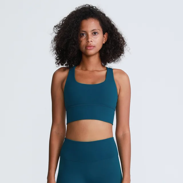 Lulu High Quality Fitness Bra Women Gym Tank Top Butter Soft  Cross Back Yoga Vest Athletic High Impact Brassiere With Chest Pad Night lily