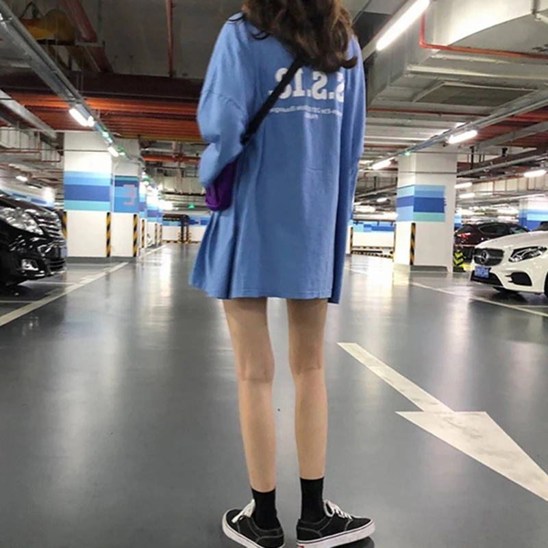 Женские футболки Ulzzang большие свободные женские топы с буквенным принтом женская