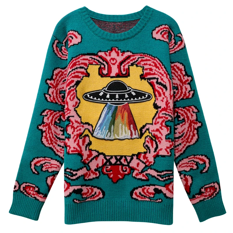 UFO Floral Embroid Graphic Green New Fall Autumn