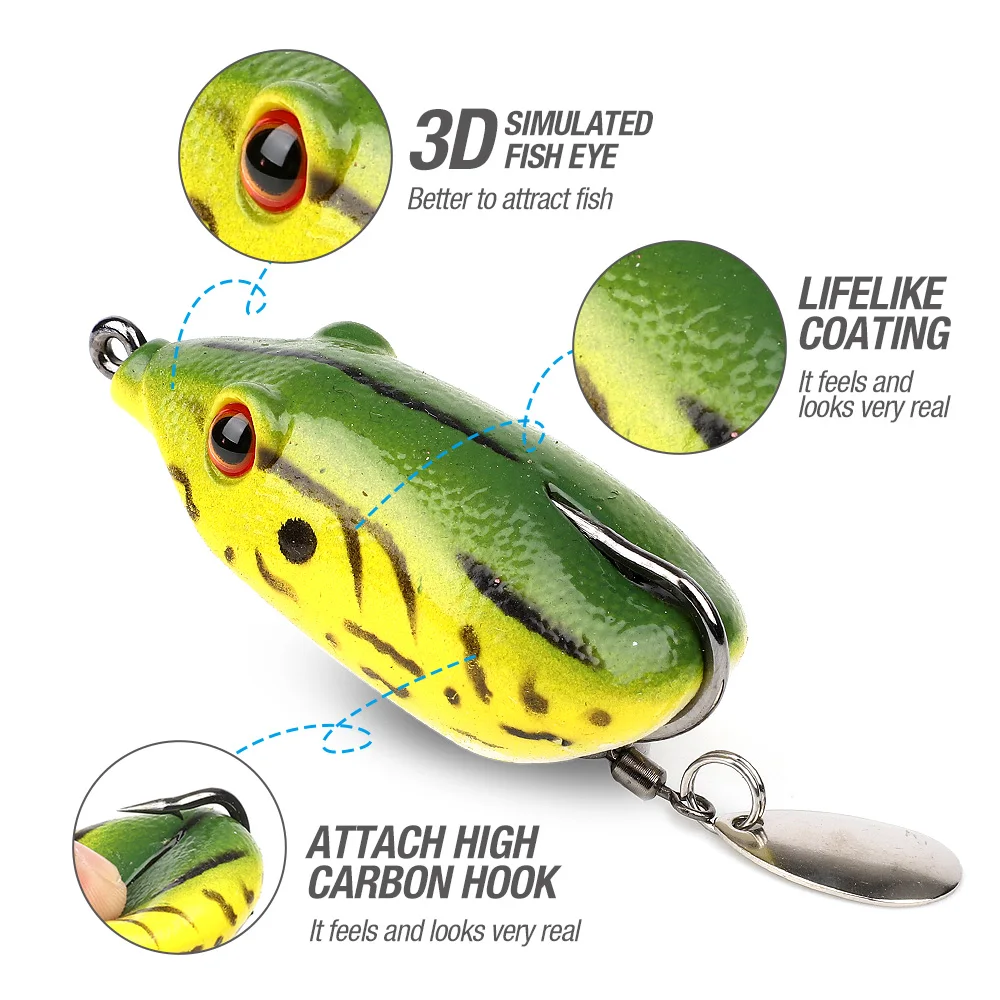 DONQL 1psc 5.5cm 14g Ray frog sequins simulation Luya temptation 5 color top silicone material 3D eye temptation strong bait (3)