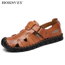 HOKSZVY/лето г.; мужские сандалии из натуральной кожи; дышащие мужские сандалии на очень мягкой подошве; CLK-983