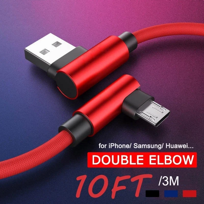 1M/2M/3M Degree Nylon USB Cable for IPhone Fast Charging Samsung S8 Charger L Type C Data Huawei | Мобильные телефоны и