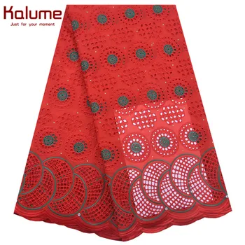 

Kalume Latest 100% Cotton African Nigerian Dry Lace Fabric Red High Quality Swiss Voile Lace In Switzerland For Wedding Sew 1858
