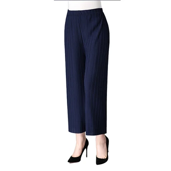 

Summer Spring New Fashion Tide Black Casual Loose Elastic Waist High Pleated Wide Leg Women Chiffon Loose Pants