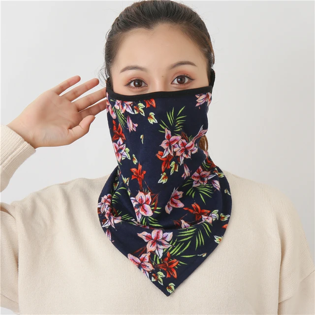 2021 Winter Face Mask Scarf Women Ring Neck Scarves Foulard Cotton Feeling Warm Fashion Print Men Outdoor Sport Unisex Bandana MST-10