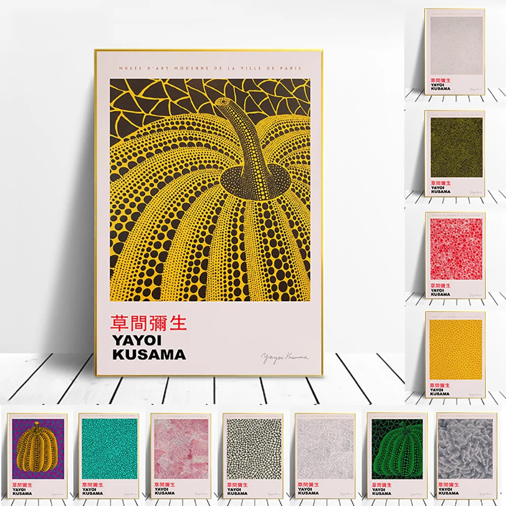 Yayoi Kusama Pumpkin Abstract Nordic Posters And Prints Wall Art Canvas Painting Wall Pictures For Living Surrealism Room Decor