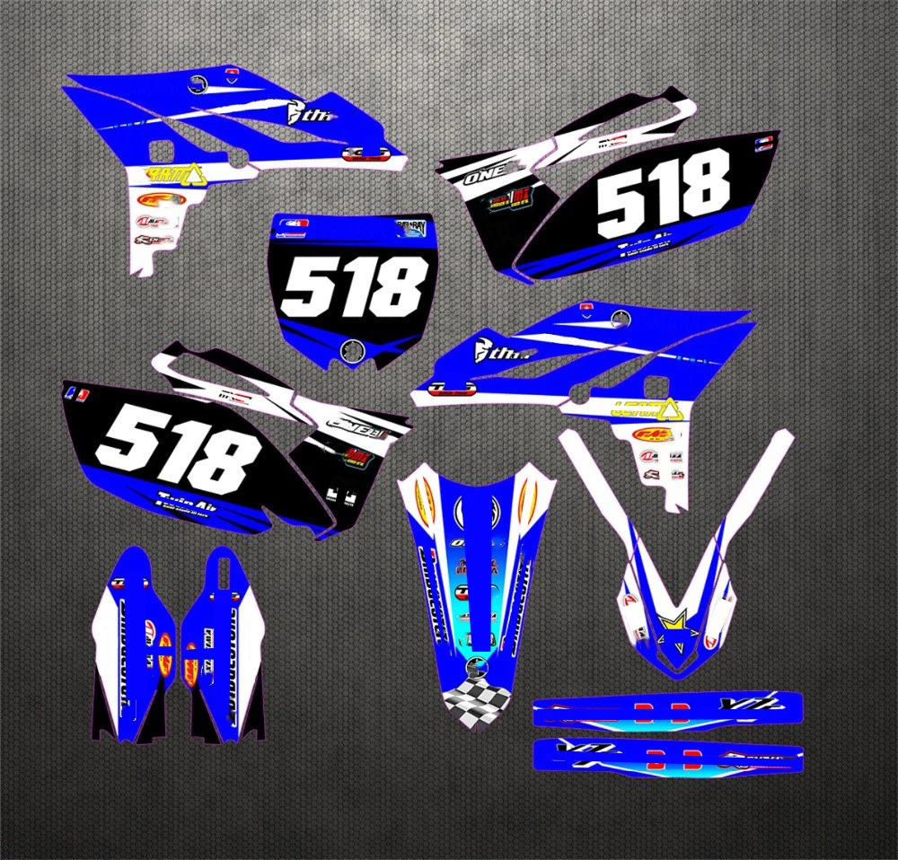 Мотоцикл синий и белый команды графика наклейки для Yamaha YZ250F YZF250 YZ 250F 2010 2011 2012 2013