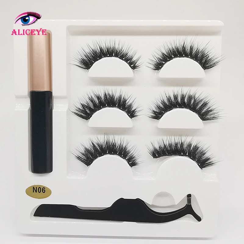 3d 25mm Long Mink Eye Lashes Magnetic False Eyelashes And Eyeliner Set Natural Fake Eyelash Extention Supplies Wispy Lashes Kit - Цвет: N06