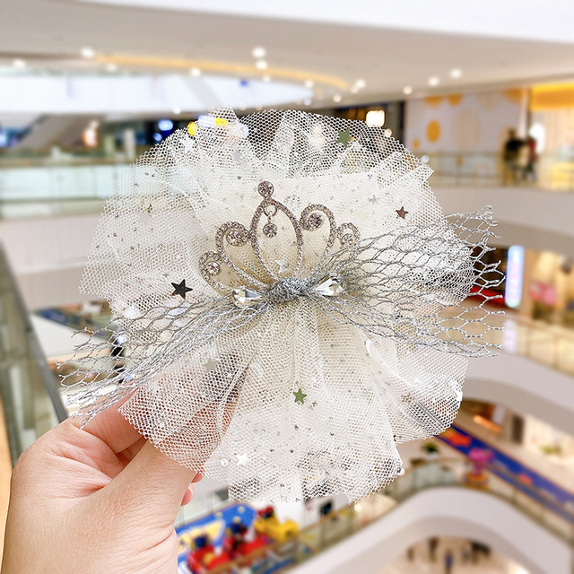 Cute Colors Lace Shiny Rhinestone Crown Ornament Hair Clips Girls Lovely Alloy Sweet Hairpins Kids Hair Accessories