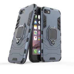 Shockproof Armor Case with Ring Stand - Durable Back Cover Protection - iPhone SE 2016 (Navy Blue)