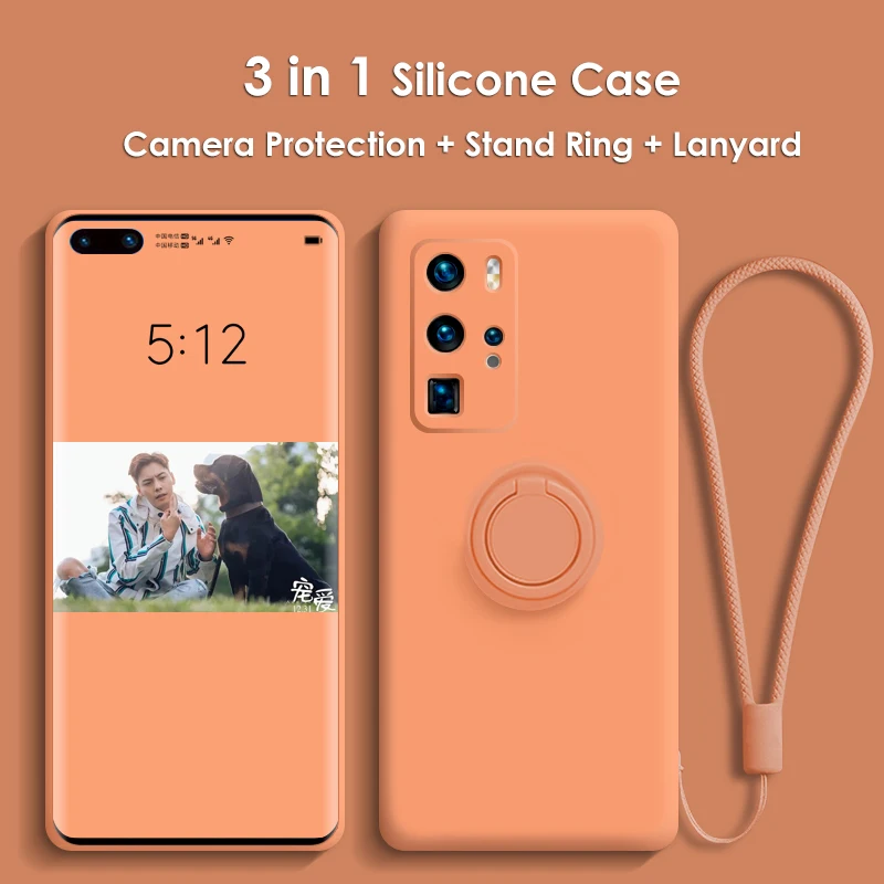 Силиконовый чехол Akcoo P40 Pro с откидной ножкой полное покрытие для камеры Huawei P20 30 Mate