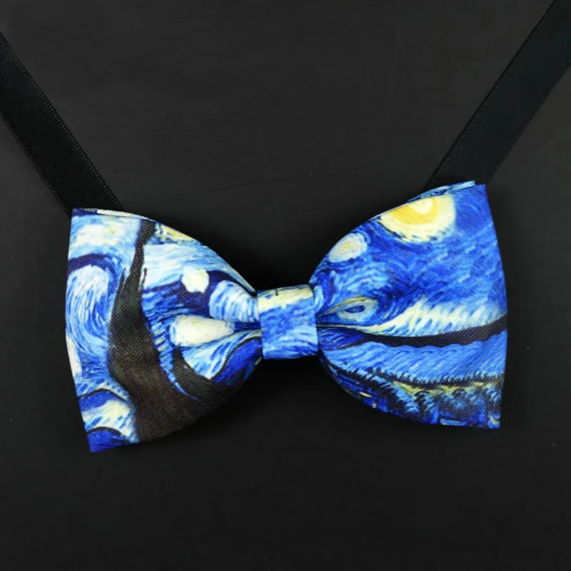 Галстук с принтом Ван Гога, галстук-бабочка, модный мужской женский свадебный деловой галстук с принтом звездной ночи, модный галстук-бабочка Ван Гога