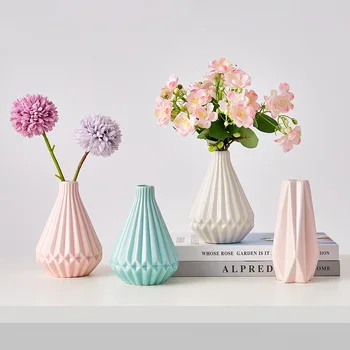 

Nordic Origami Vase Ceramic Flower Vases Basket Tabletop Plants Home Decoration Bonsai Decor Flower Arrangement Container Gift