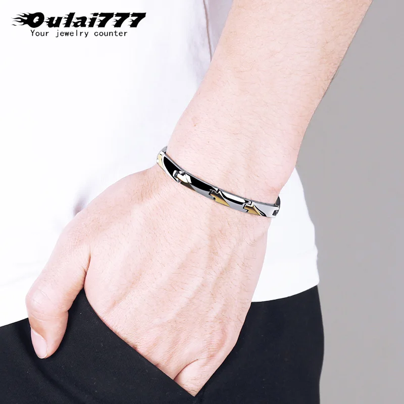 Oulai777, браслет для мужчин, друзей, нержавеющая сталь, панк, золотой браслет, серебряный, мужские браслеты,, роскошные аксессуары, Ретро стиль, стимпанк