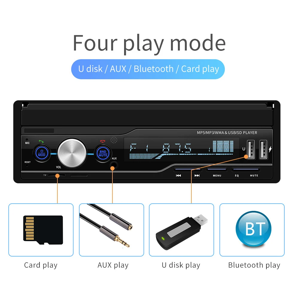 T100 reproductor MP5 estéreo para coche de 7 pulgadas HD pantalla táctil RDS FM AM Radio Bluetooth
