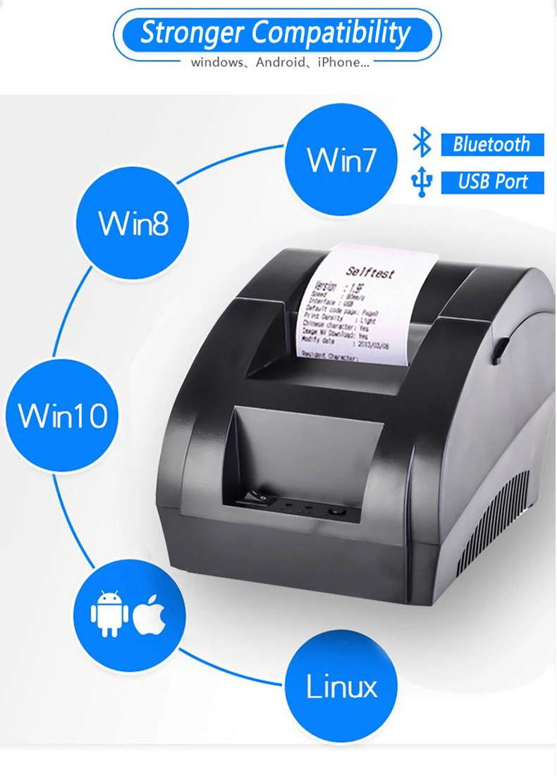 58 мм Мини Bluetooth POS термопринтер для чеков билетов Inkless Принтер 90 мм/секция ESC/POS USB