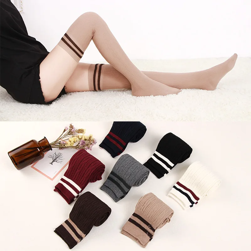 

Cotton Knee High Socks Fashion Women's Stockings Thigh High Knee Socks Warm Campus Compression Female Stockings Long Socks Women